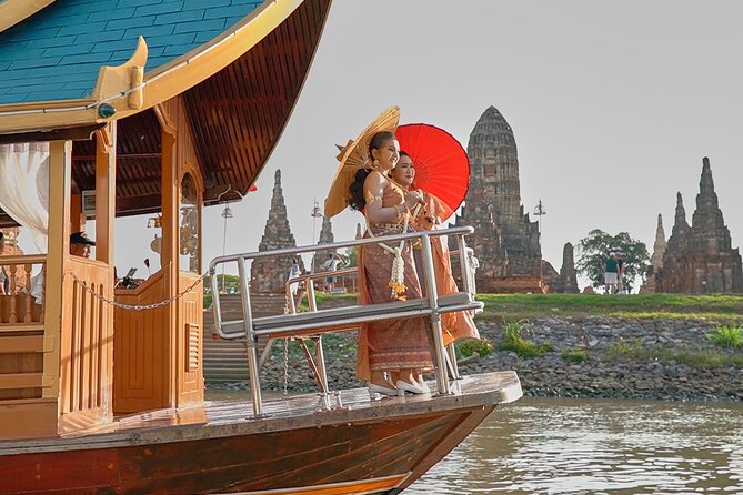 Ayutthaya Sunset Discovery, Boat Ride, Iconic Spots, Local Market - Wat Yai Chai Mongkol and the first look at old Ayutthaya