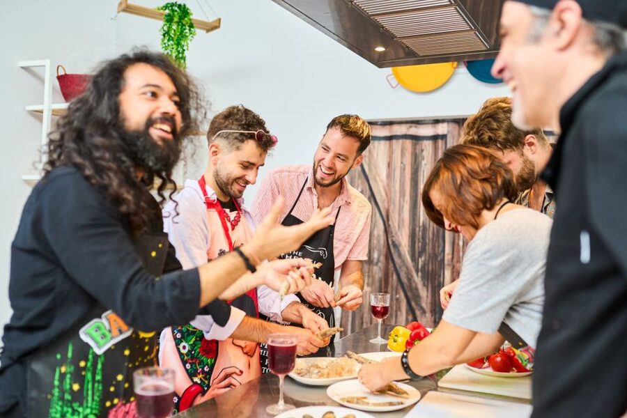 Barcelona: Paella Cooking Class with Market Visit and More - From fresh ingredients to the kitchen