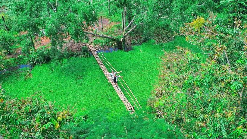 Can Tho: Floating Market & Lung Ngoc Hoang Nature Reserve - Trying bamboo basket weaving in a riverside village