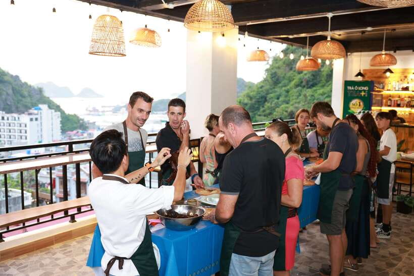 CatBa: Authentic Vietnam Cooking Class and local market tour - Eating what you prepared