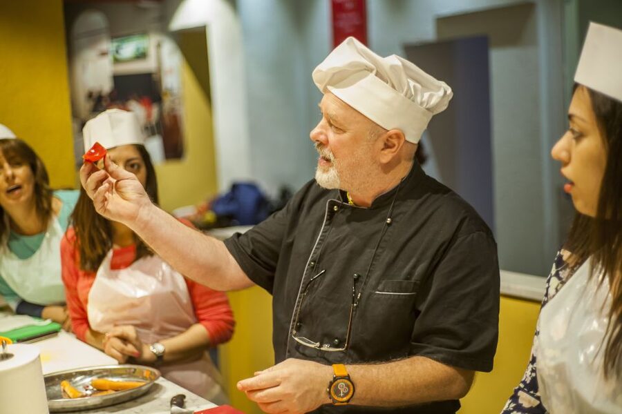 Florence: Market to Table Cooking Lesson - Eating the meal with Italian wine