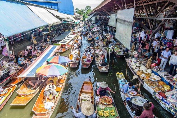 From Bangkok : Damneon Saduak Floating Market & Erawan Waterfall - Damnoen Saduak and its canal trade