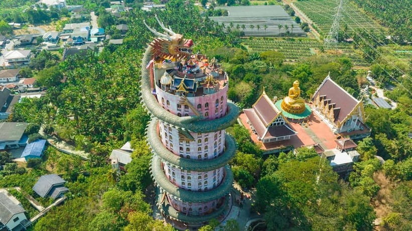 From Bangkok: Don Wai Market, Wat Samphran & Lotus Café Tour - Wat Don Wai adds a quieter temple stop