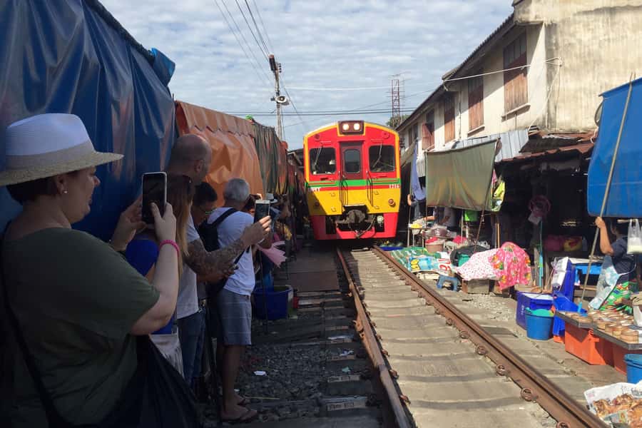 From Bangkok: Floating Market & Ayutthaya Private Day Trip - Watching the train pass through Maeklong Market