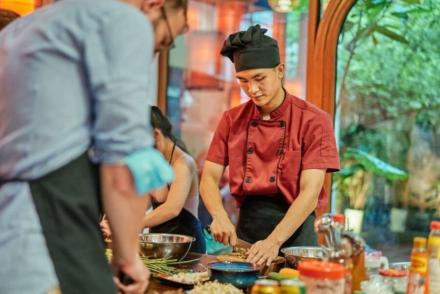 Hanoi’s Culinary: Authentic Cooking Class and Local Market - Cooking at the garden villa
