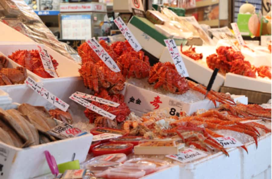 Hokkaido Sapporo :Hill of Buddha, Beer Museum & Fish Market - Seafood at the Central Wholesale Market Curb Market