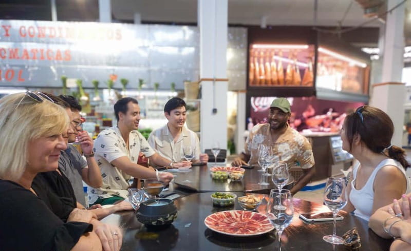 Marbella: Guided Market Tour with Tapas and Wine Pairings - Three wines, with alternatives available