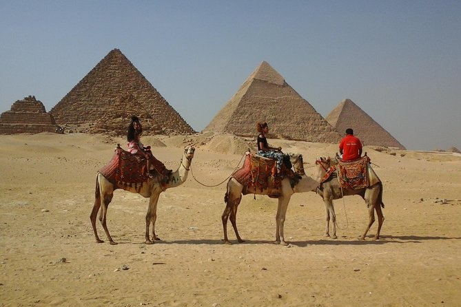 Sightseeing Day Tour to Pyramids, Egyptian Museum and Bazaar from Giza or Cairo - The Great Pyramid and Khafre from the outside