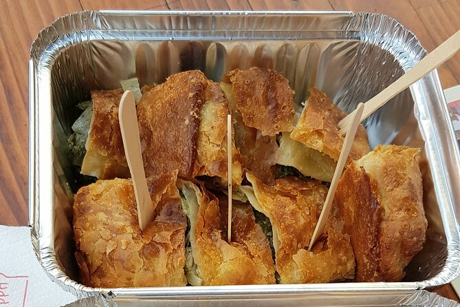Street food tasting in the locals favorite hidden places - Fresh pies, cured foods and Greek shopping advice